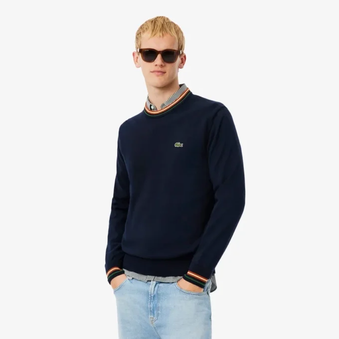Gestreifter Baumwoll-Jersey-Pullover für Herren Gestreifter Baumwoll-Jersey-Pullover für Herren