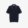 Gestreifter Pullover mit Zopfmuster und Poloshirt-Kragen Gestreifter Pullover mit Zopfmuster und Poloshirt-Kragen
