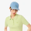 Gestreifter Pullover mit Zopfmuster und Poloshirt-Kragen Gestreifter Pullover mit Zopfmuster und Poloshirt-Kragen