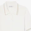 Gestreifter Pullover mit Zopfmuster und Poloshirt-Kragen Gestreifter Pullover mit Zopfmuster und Poloshirt-Kragen