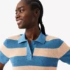 Gestreiftes Poloshirt aus Mesh-Strick