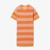 Gestreiftes T-Shirt-Kleid aus Mesh-Strick Gestreiftes T-Shirt-Kleid aus Mesh-Strick