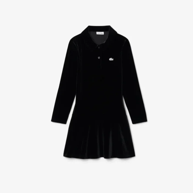 Glänzendes Stretch-Velours-Poloshirt für Mädchen Glänzendes Stretch-Velours-Poloshirt für Mädchen