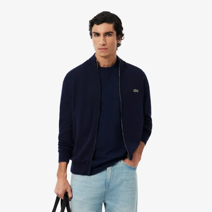 Herren-Baumwollpullover mit Reißverschluss und hohem Kragen Herren-Baumwollpullover mit Reißverschluss und hohem Kragen