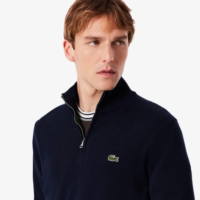 Herren-Baumwollpullover mit Reißverschluss und hohem Kragen Herren-Baumwollpullover mit Reißverschluss und hohem Kragen