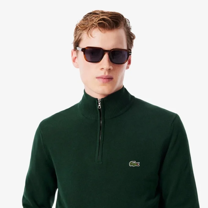 Herren-Baumwollpullover mit Reißverschluss und hohem Kragen Herren-Baumwollpullover mit Reißverschluss und hohem Kragen