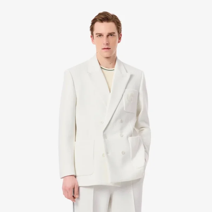 Herren-Blazer mit doppelter Knopfleiste und gesticktem Heritage-Emblem Herren-Blazer mit doppelter Knopfleiste und gesticktem Heritage-Emblem