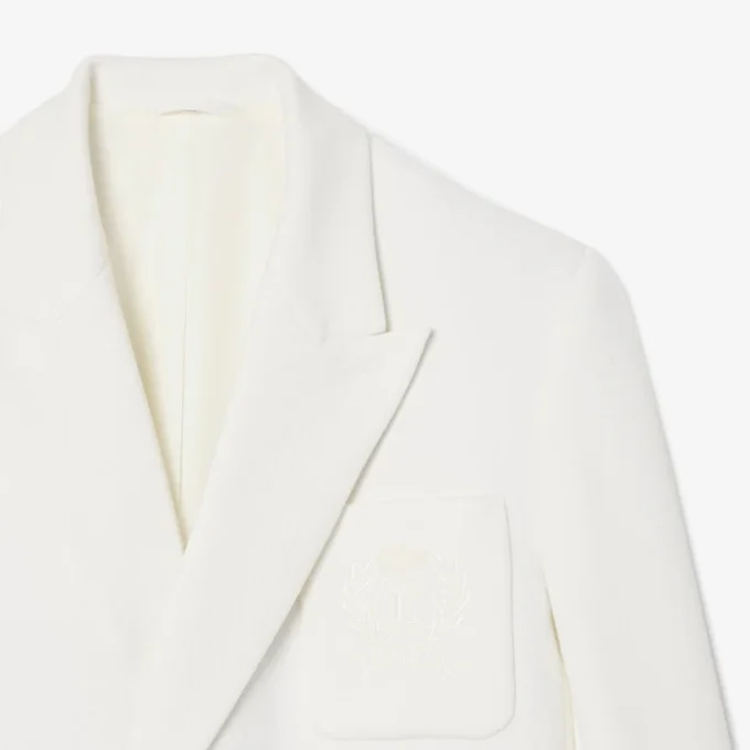 Herren-Blazer mit doppelter Knopfleiste und gesticktem Heritage-Emblem Herren-Blazer mit doppelter Knopfleiste und gesticktem Heritage-Emblem