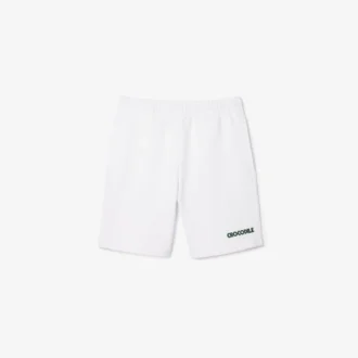 Herren-Fleece-Shorts mit Regular-Fit und Text-Stickerei