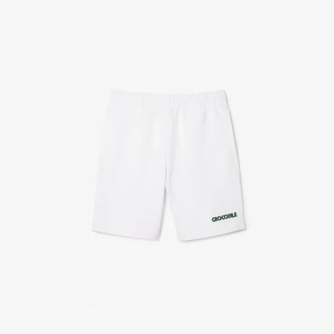 Herren-Fleece-Shorts mit Regular-Fit und Text-Stickerei Herren-Fleece-Shorts mit Regular-Fit und Text-Stickerei