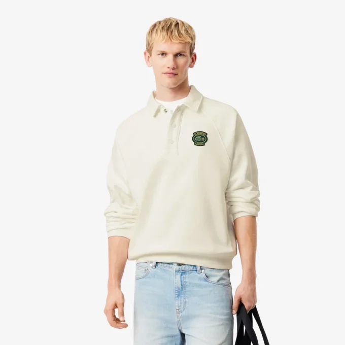 Herren-Fleece-Sweatshirt mit Polo-Kragen in lockerer Passform Herren-Fleece-Sweatshirt mit Polo-Kragen in lockerer Passform