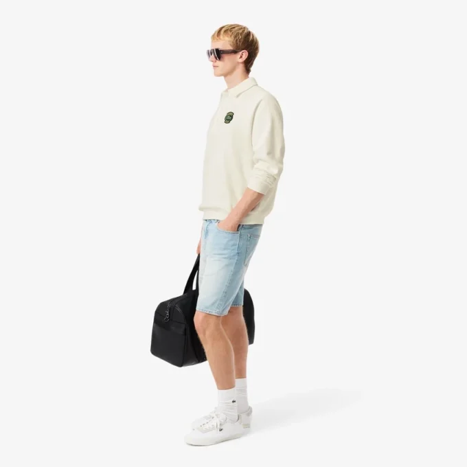 Herren-Fleece-Sweatshirt mit Polo-Kragen in lockerer Passform Herren-Fleece-Sweatshirt mit Polo-Kragen in lockerer Passform