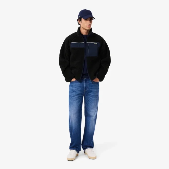 Herren-Fleecejacke mit Farbblock-Design Herren-Fleecejacke mit Farbblock-Design