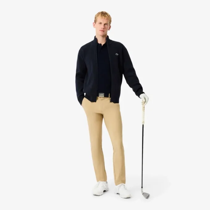 Herren-Golfpullover aus geripptem Strick mit Reißverschluss Herren-Golfpullover aus geripptem Strick mit Reißverschluss
