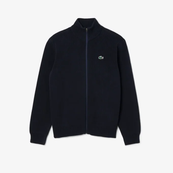 Herren-Golfpullover aus geripptem Strick mit Reißverschluss Herren-Golfpullover aus geripptem Strick mit Reißverschluss