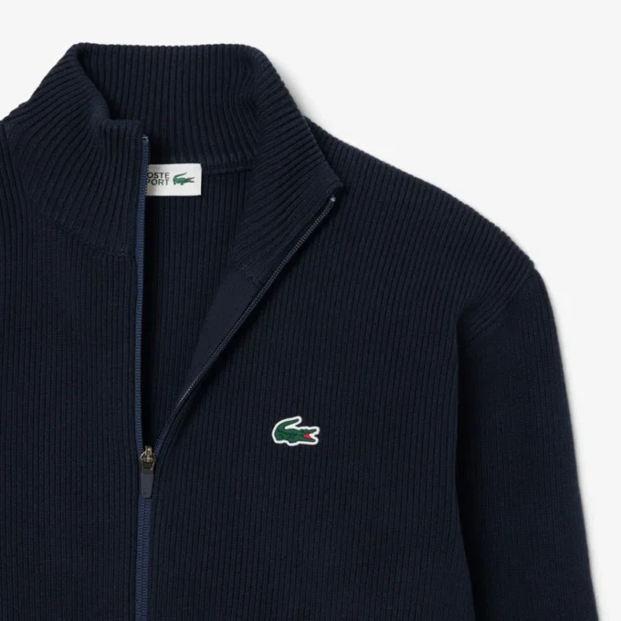 Herren-Golfpullover aus geripptem Strick mit Reißverschluss Herren-Golfpullover aus geripptem Strick mit Reißverschluss