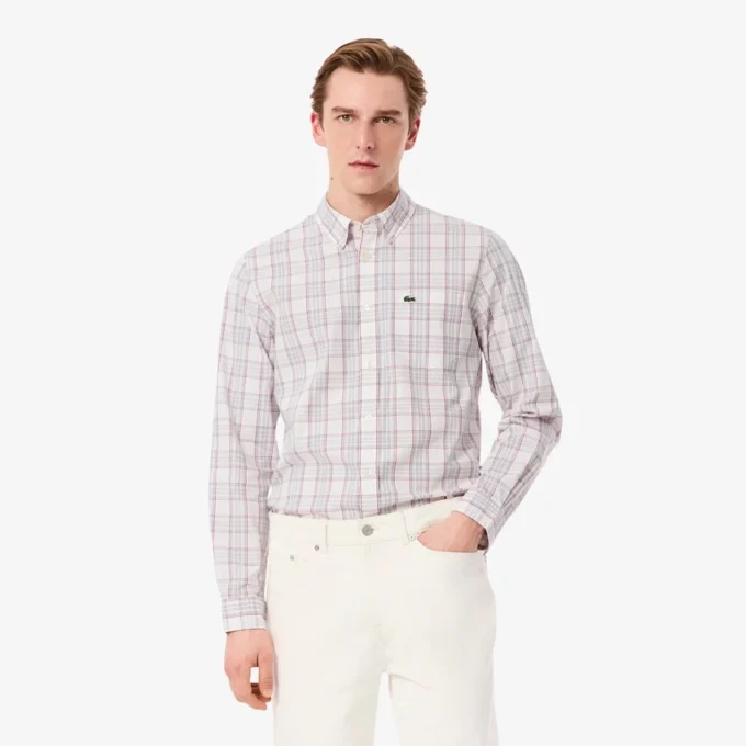 Herren-Hemd mit schmaler Passform aus Stretch-Karostoff Herren-Hemd mit schmaler Passform aus Stretch-Karostoff