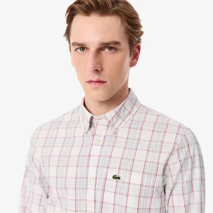 Herren-Hemd mit schmaler Passform aus Stretch-Karostoff Herren-Hemd mit schmaler Passform aus Stretch-Karostoff