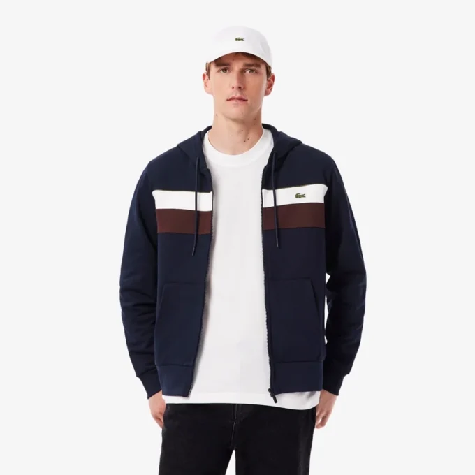 Herren-Hoodie mit Reißverschluss und Farbblock-Design Herren-Hoodie mit Reißverschluss und Farbblock-Design