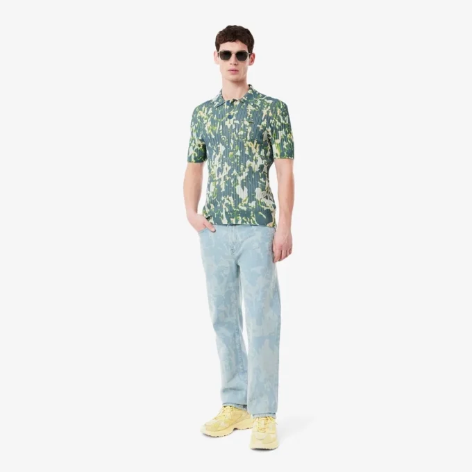 Herren-Jeans aus Denim mit geradem Schnitt und Print-Motiv Herren-Jeans aus Denim mit geradem Schnitt und Print-Motiv