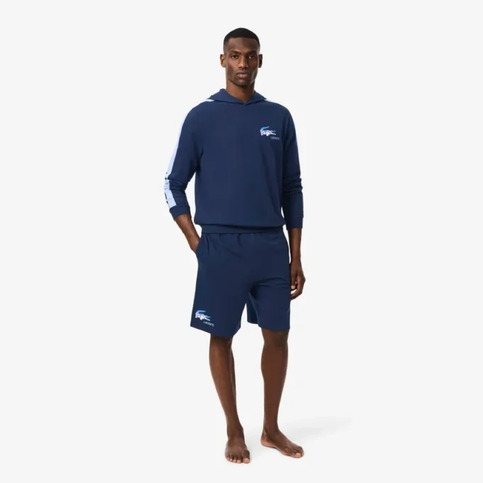 Herren-Loungewear-Shorts aus Fleece mit geradem Schnitt Herren-Loungewear-Shorts aus Fleece mit geradem Schnitt