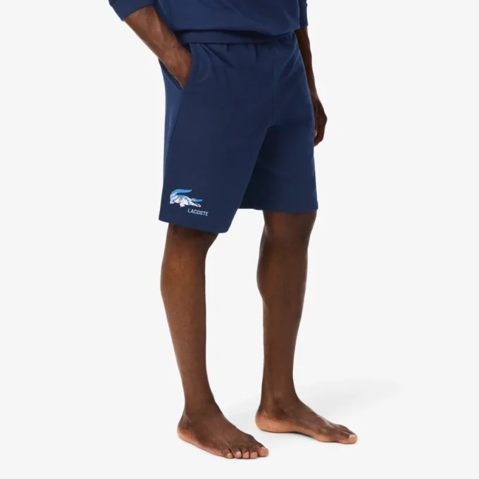 Herren-Loungewear-Shorts aus Fleece mit geradem Schnitt Herren-Loungewear-Shorts aus Fleece mit geradem Schnitt