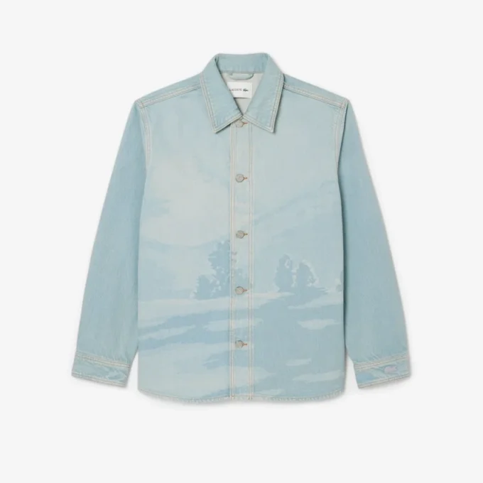 Herren-Overshirt aus Denim mit Landschaftsmotiv Herren-Overshirt aus Denim mit Landschaftsmotiv