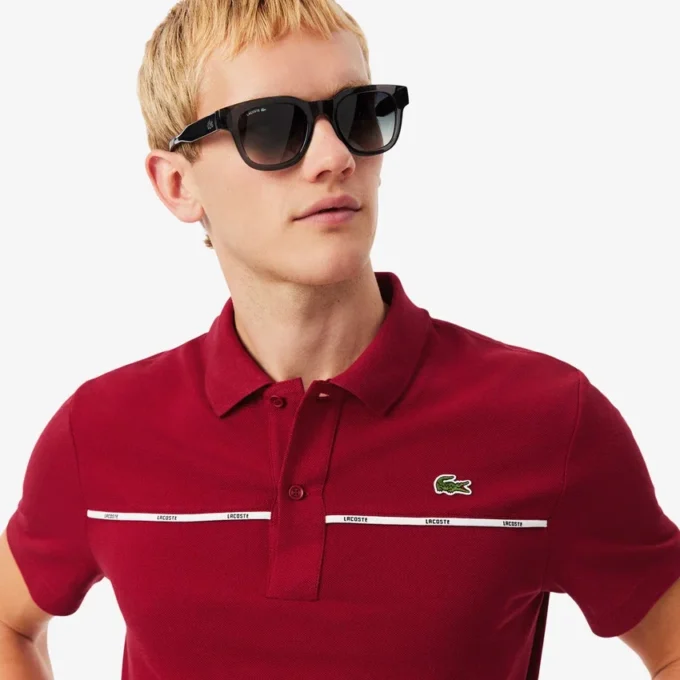 Herren-Poloshirt „L.12.12“ mit Logo-Einfassung in Regular Fit
