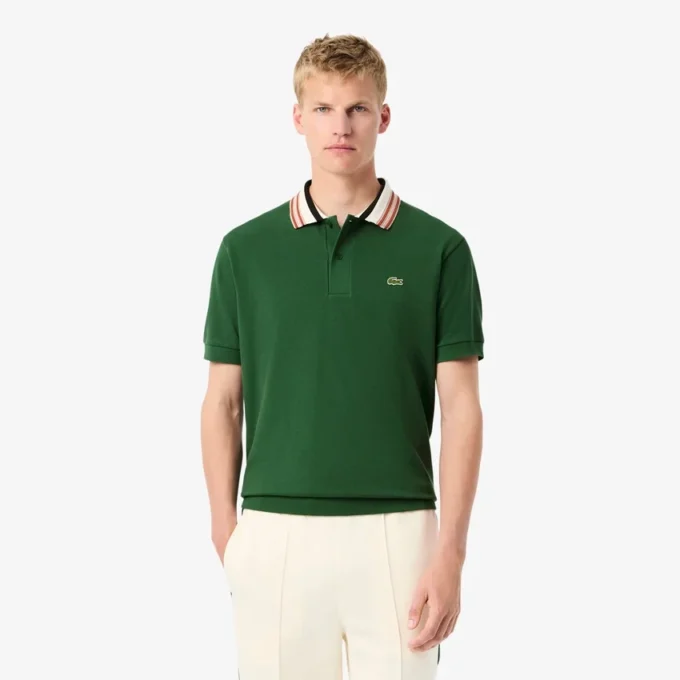 Herren-Poloshirt „Made in France“ mit klassischer Passform und gestreiftem Kragen