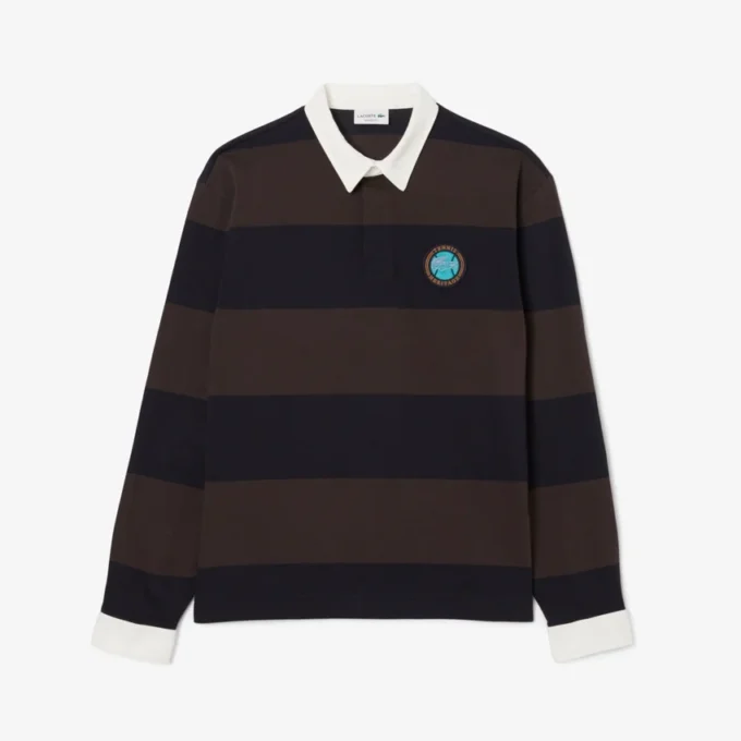 Herren-Poloshirt mit gestreiftem Muster und lockerer Passform