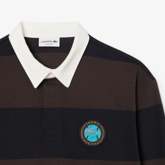 Herren-Poloshirt mit gestreiftem Muster und lockerer Passform