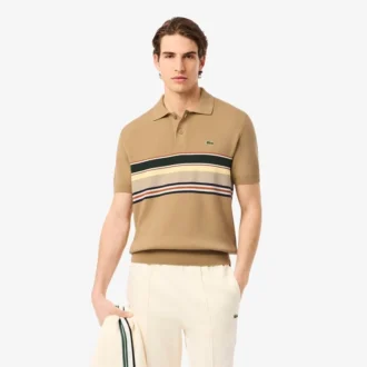 Herren-Poloshirt mit Kragen, gestreift, hergestellt in Frankreich