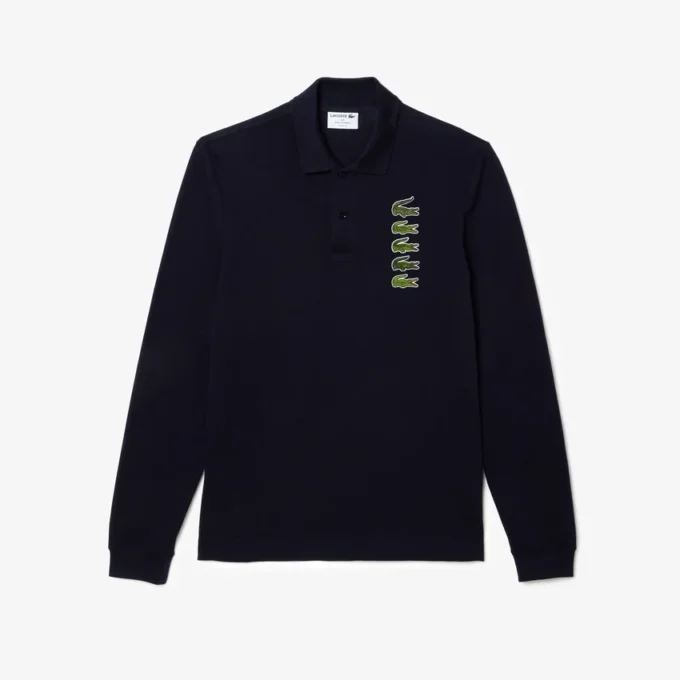 Herren-Poloshirt mit langen Ärmeln, L.12.12, Multi-Badge