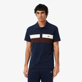 Herren-Poloshirt mit Regular Fit und Colorblock-Design aus Petit Piqué
