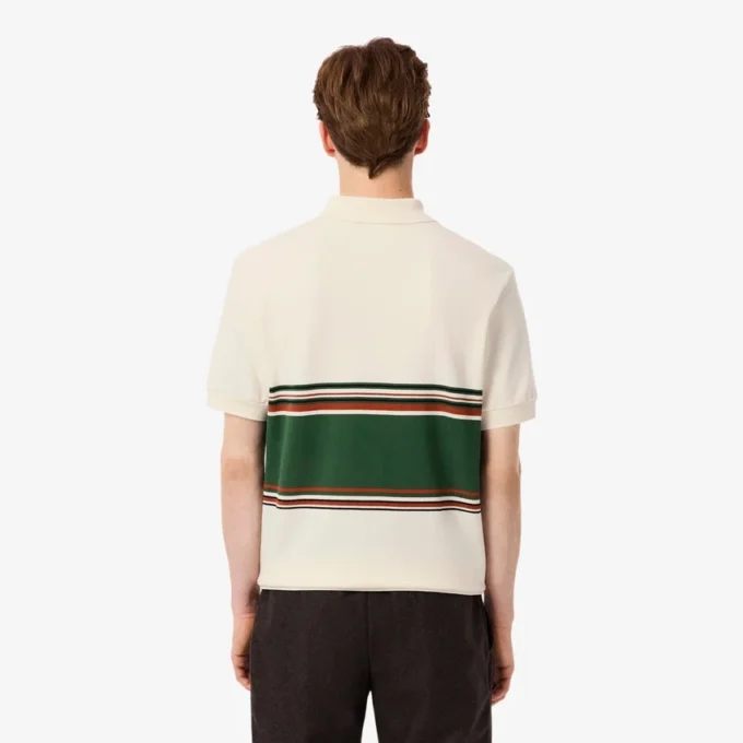 Herren-Poloshirt mit Streifen in klassischer Passform, hergestellt in Frankreich Herren-Poloshirt mit Streifen in klassischer Passform, hergestellt in Frankreich