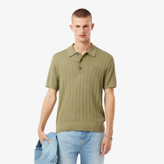 Herren-Poloshirts mit geripptem Strickkragen Herren-Poloshirts mit geripptem Strickkragen