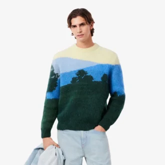 Herren-Pullover aus Alpaka-Wolle mit Landschaftsmotiv