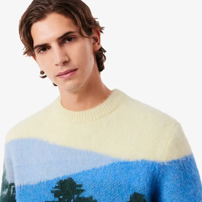 Herren-Pullover aus Alpaka-Wolle mit Landschaftsmotiv Herren-Pullover aus Alpaka-Wolle mit Landschaftsmotiv