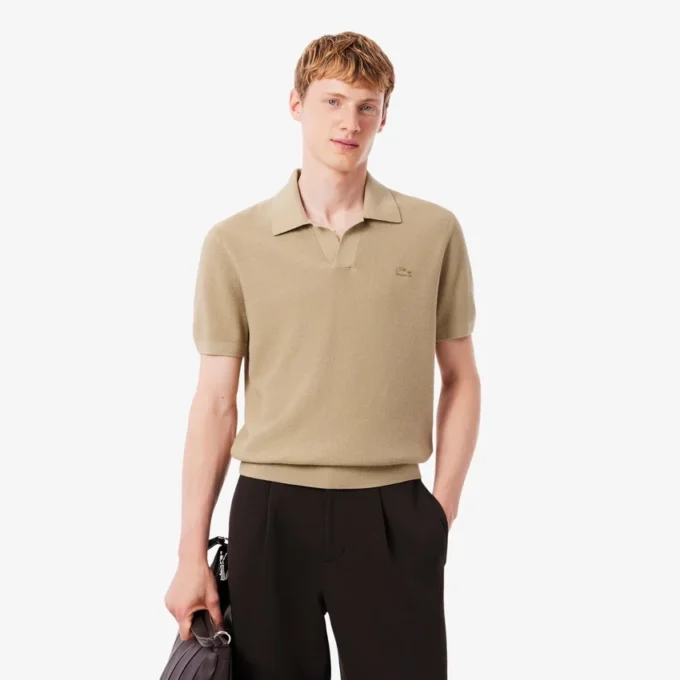 Herren-Pullover aus Baumwoll-Blend mit offenem Polokragen Herren-Pullover aus Baumwoll-Blend mit offenem Polokragen