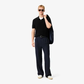 Herren-Pullover aus Baumwoll-Blend mit offenem Polokragen