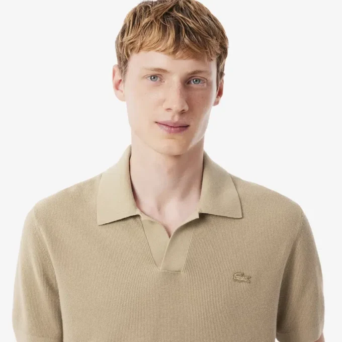 Herren-Pullover aus Baumwoll-Blend mit offenem Polokragen Herren-Pullover aus Baumwoll-Blend mit offenem Polokragen