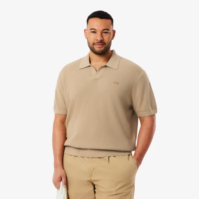 Herren-Pullover aus Baumwoll-Blend mit offenem Polokragen Herren-Pullover aus Baumwoll-Blend mit offenem Polokragen