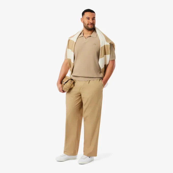 Herren-Pullover aus Baumwoll-Blend mit offenem Polokragen Herren-Pullover aus Baumwoll-Blend mit offenem Polokragen
