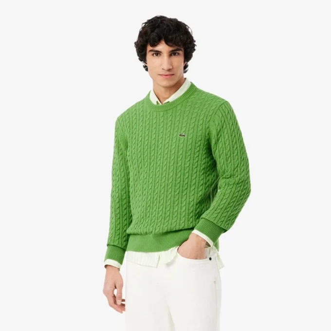 Herren-Pullover aus Baumwolle mit Zopfmuster Herren-Pullover aus Baumwolle mit Zopfmuster