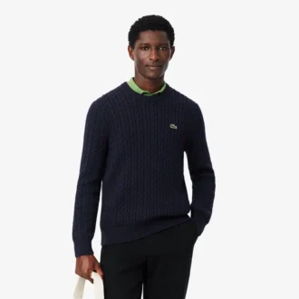Herren-Pullover aus Baumwolle mit Zopfmuster