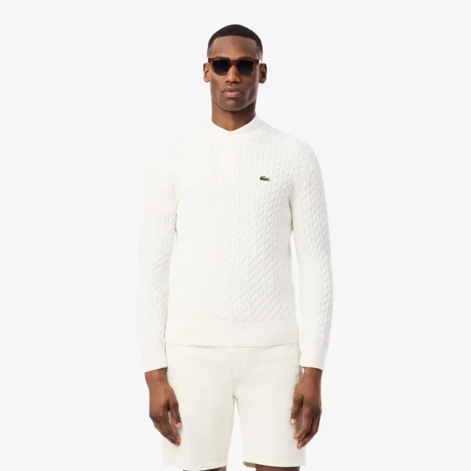 Herren-Pullover aus Baumwolle mit Zopfmuster Herren-Pullover aus Baumwolle mit Zopfmuster