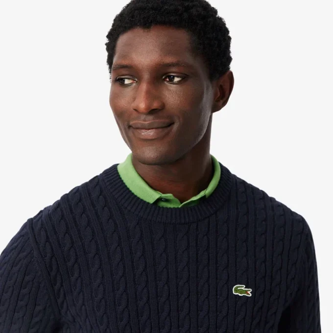 Herren-Pullover aus Baumwolle mit Zopfmuster Herren-Pullover aus Baumwolle mit Zopfmuster