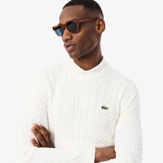 Herren-Pullover aus Baumwolle mit Zopfmuster Herren-Pullover aus Baumwolle mit Zopfmuster