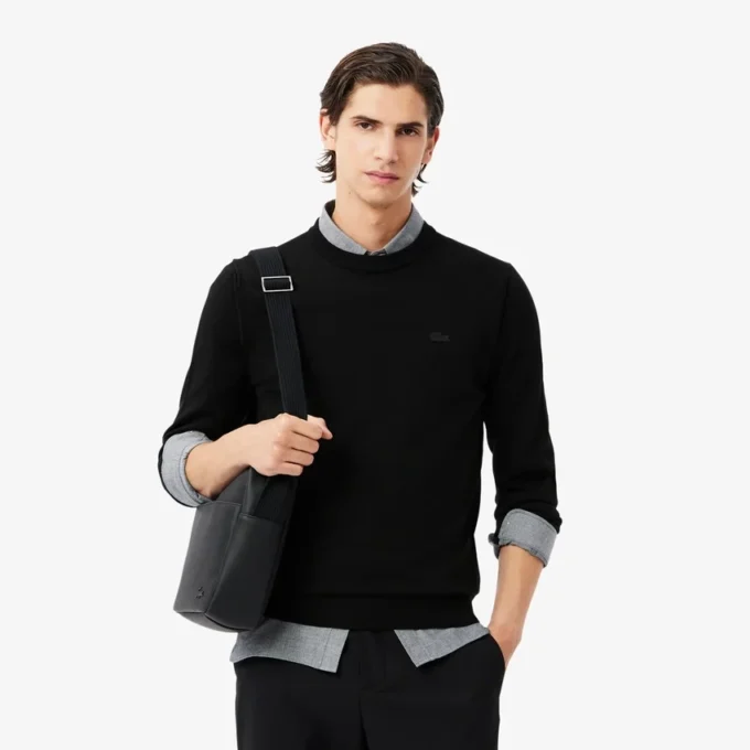 Herren-Pullover aus Merinowolle mit Rundhalsausschnitt Herren-Pullover aus Merinowolle mit Rundhalsausschnitt