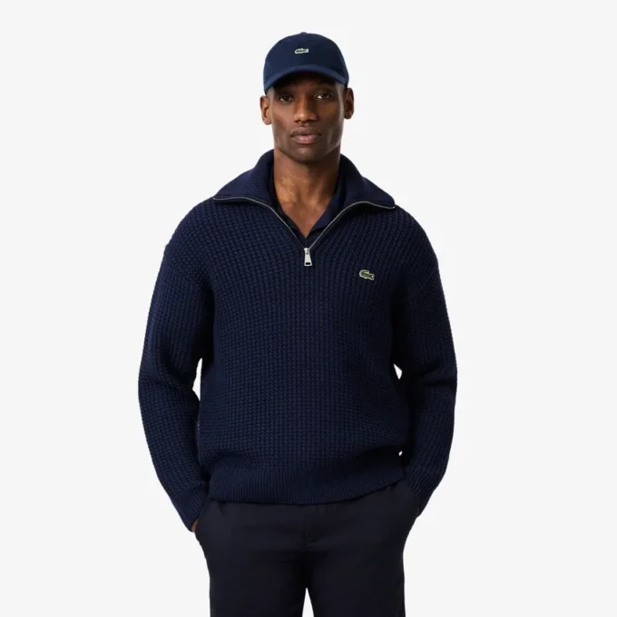 Herren-Pullover aus schwerer Wolle mit halbem Reißverschluss Herren-Pullover aus schwerer Wolle mit halbem Reißverschluss